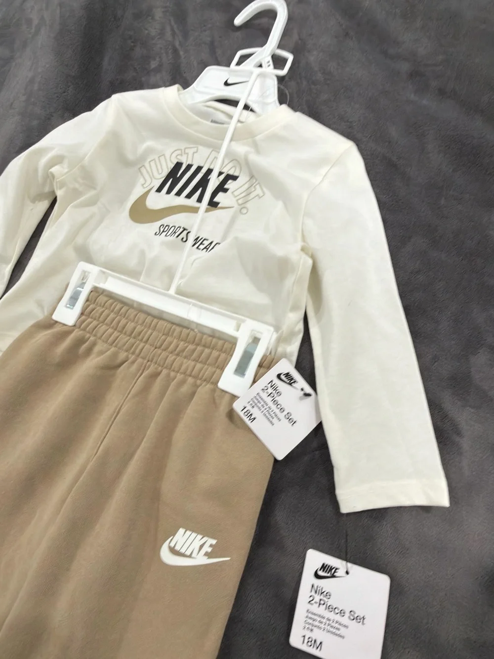 Nike Cream & Tan Kids 2-Piece Sweatshirt and Joggers Set